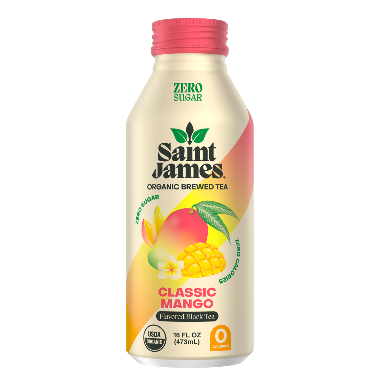 Saint James Organic Brewed Tea - Classic Mango Black Tea - 16 Fl Oz