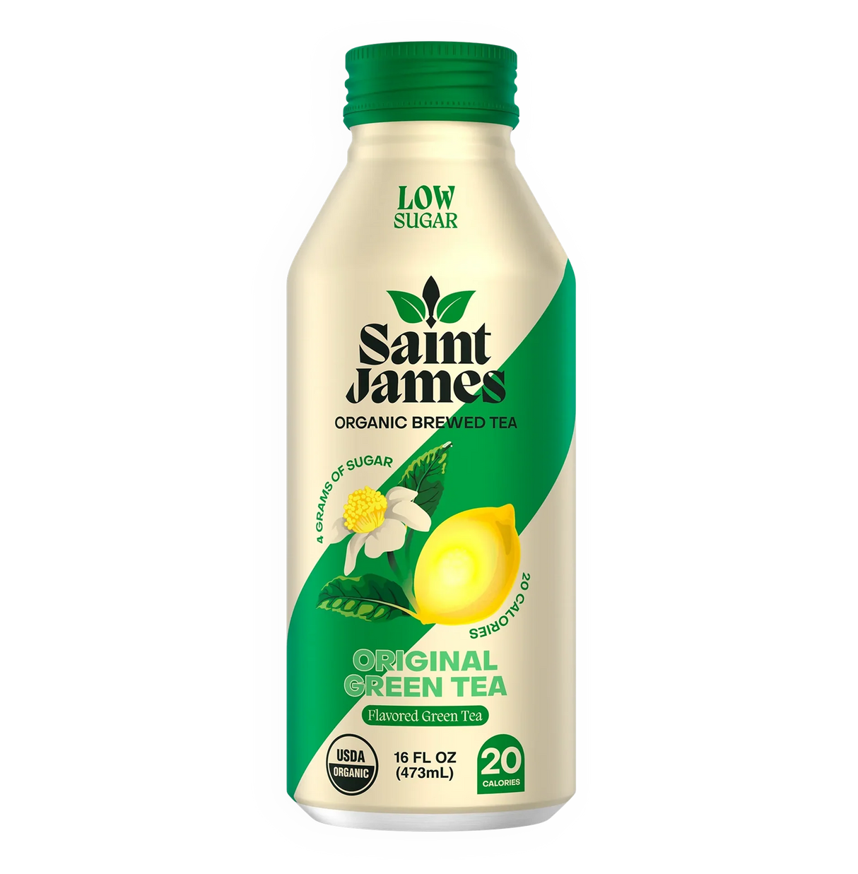 Saint James Organic Brewed Tea - Original Green Tea - 16 Fl Oz