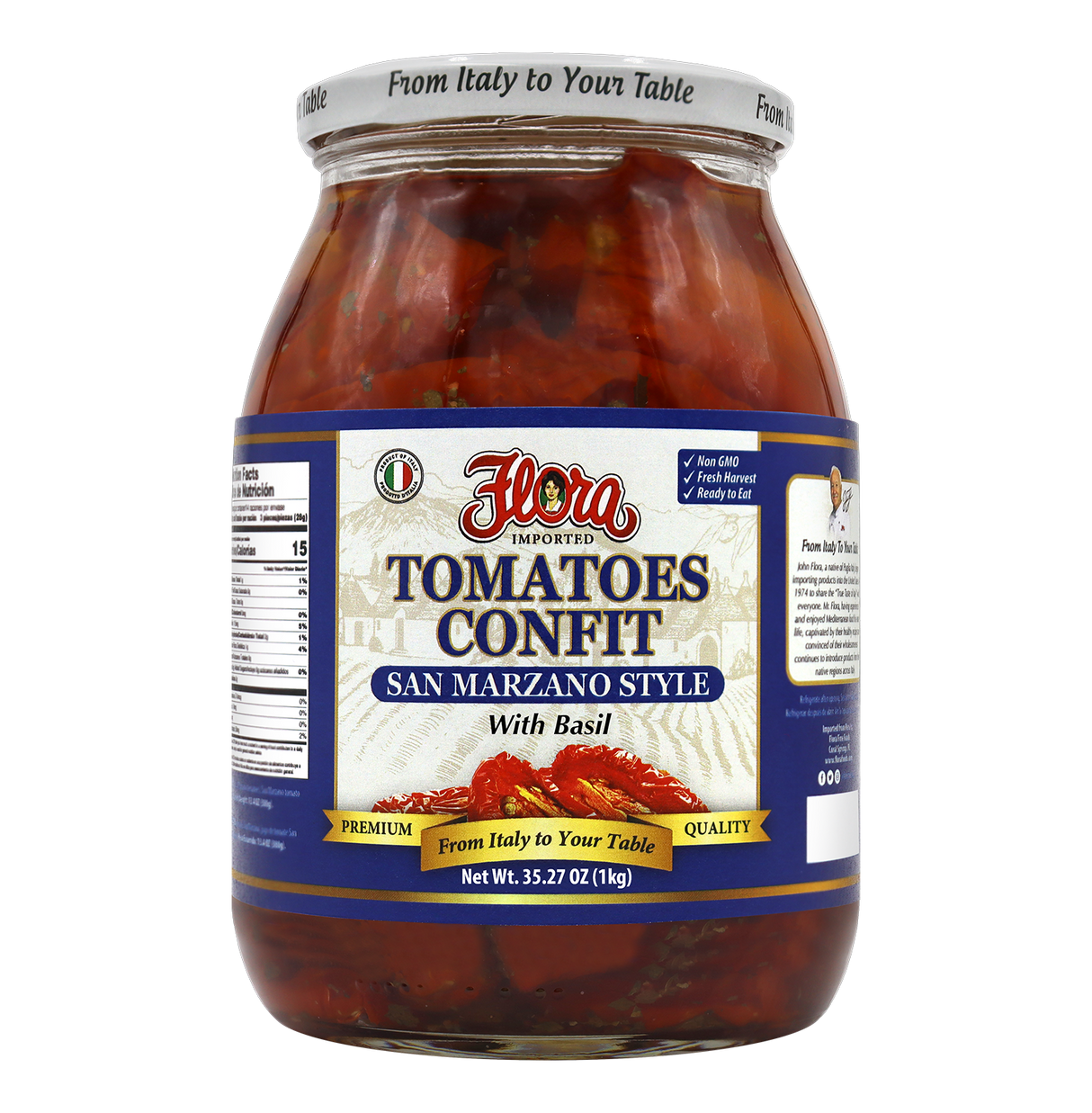 Tomatoes Confit - San Marzano Style with Basil - 35.27 oz (1 kg)
