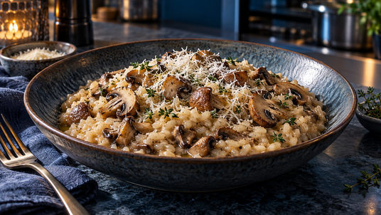 Arborio Mushroom Risotto Cook's Collection — finished recipe serving suggestion