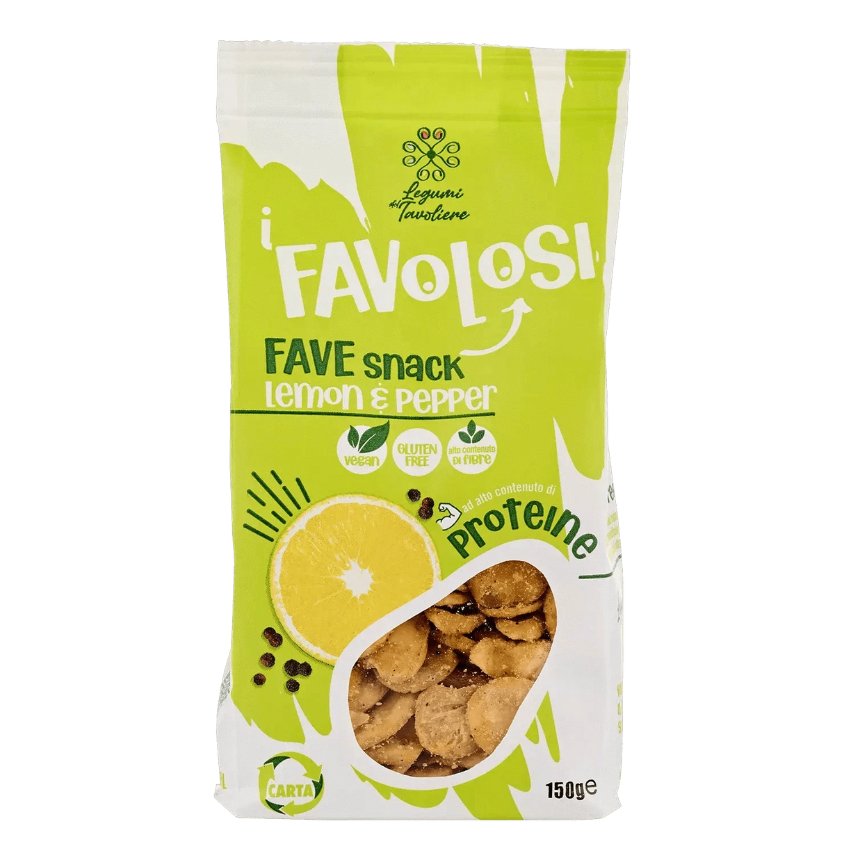 I Favolosi Fave Snack Lemon & Pepper – 150g image 0