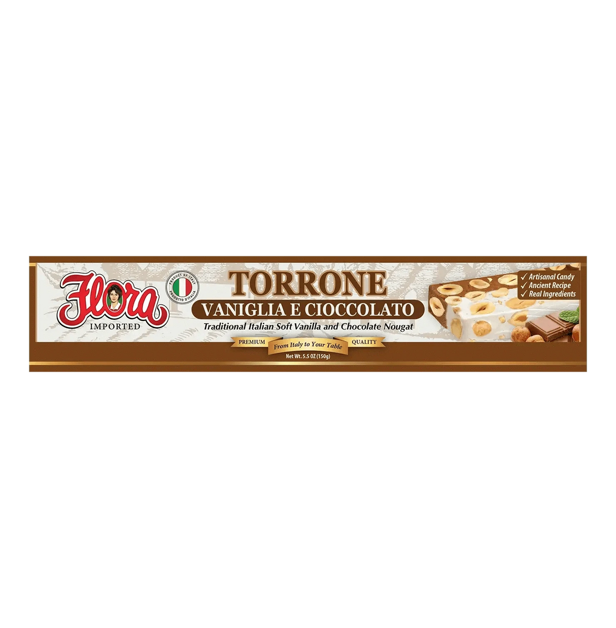 Torrone Vaniglia e Cioccolato – Italian Soft Vanilla & Chocolate Nougat (5.3oz) image 0