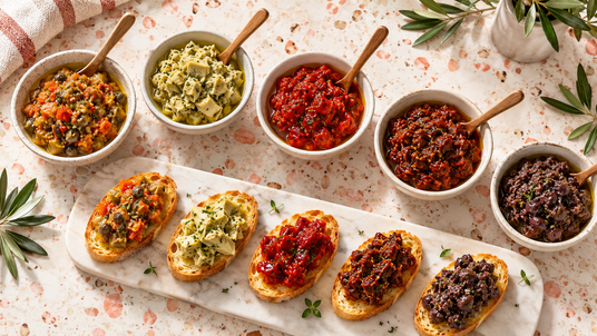 Bruschetta Five-Flavor Tasting Bar — serving suggestion