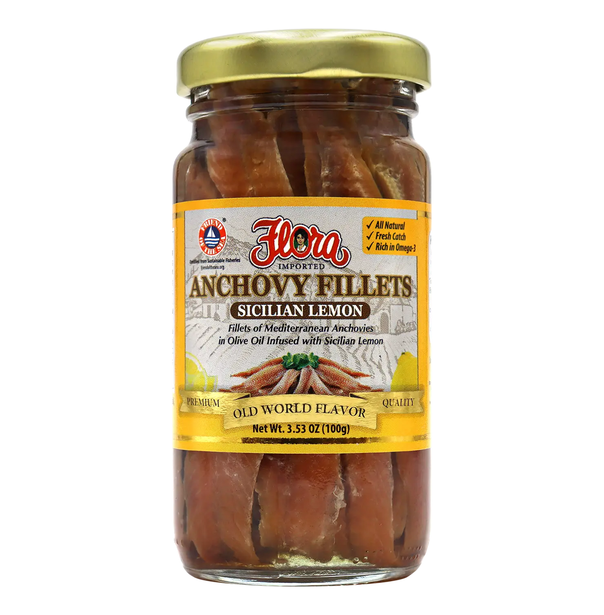 Mediterranean Anchovy Fillets in Olive Oil Infused with Sicilian Lemon - 3.5oz image 0