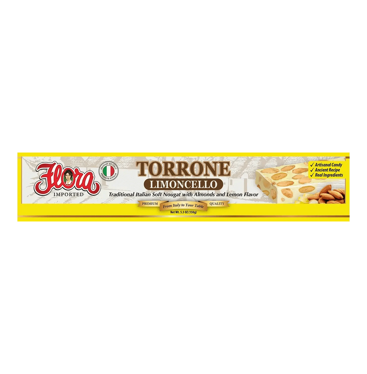 Torrone Limoncello – Italian Soft Nougat with Almonds & Lemon Flavor (5.3oz) image 0