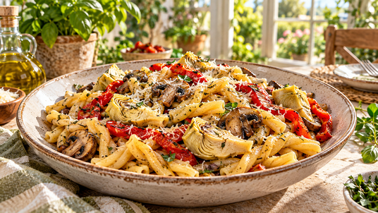 Prepared Garden Primavera Casarecce recipe serving suggestion