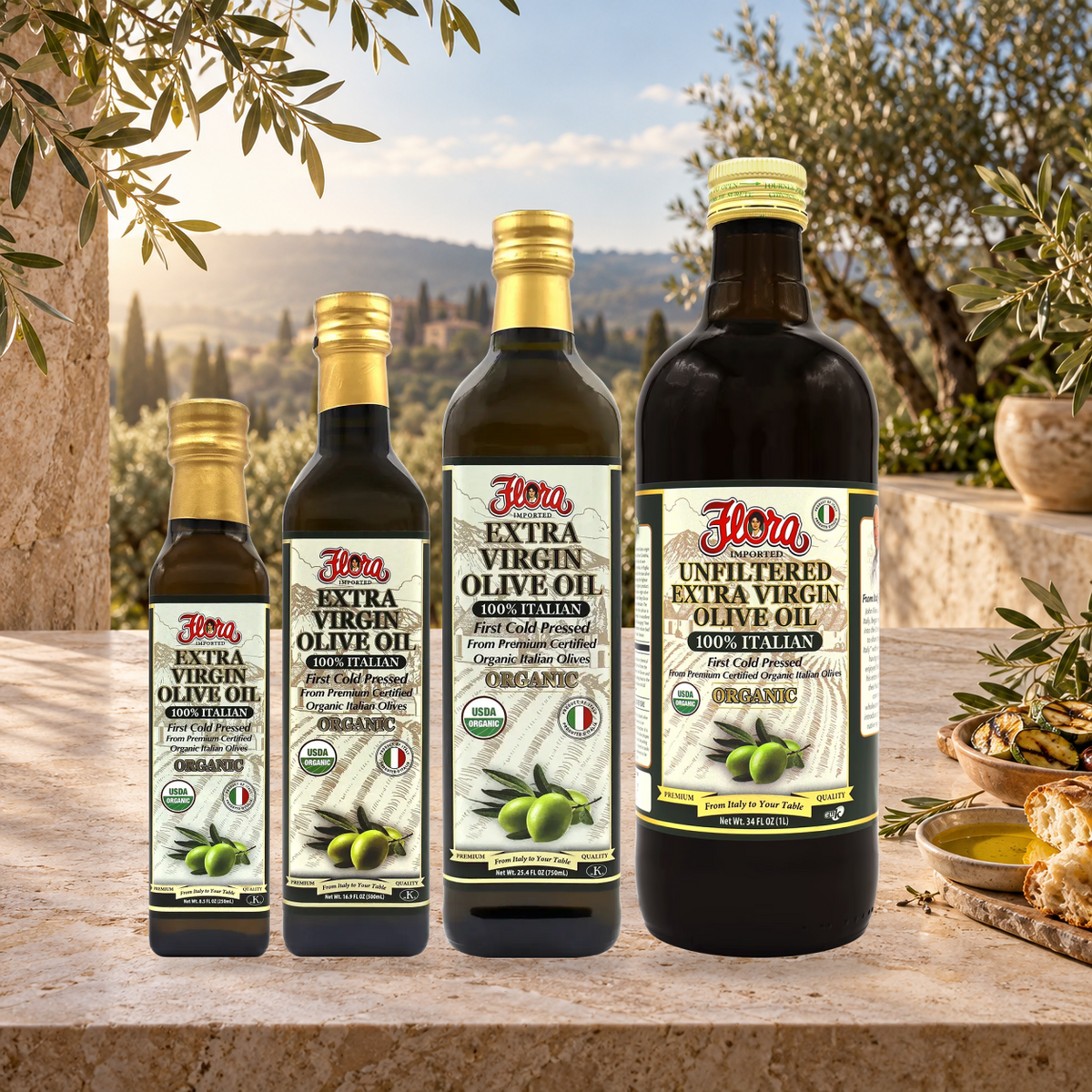 Organic EVOO Discovery Collection — included Flora products