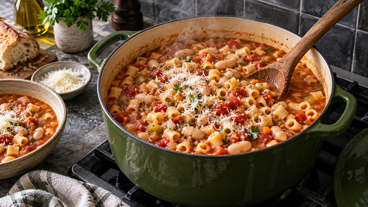 Pasta e Fagioli Family Pot Kit — finished recipe serving suggestion