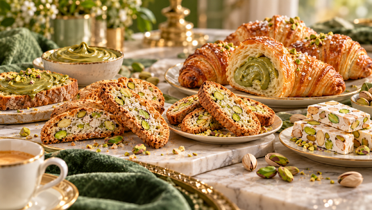 Pistachio Dream Box — biscotti, spread, croissants and torrone serving inspiration