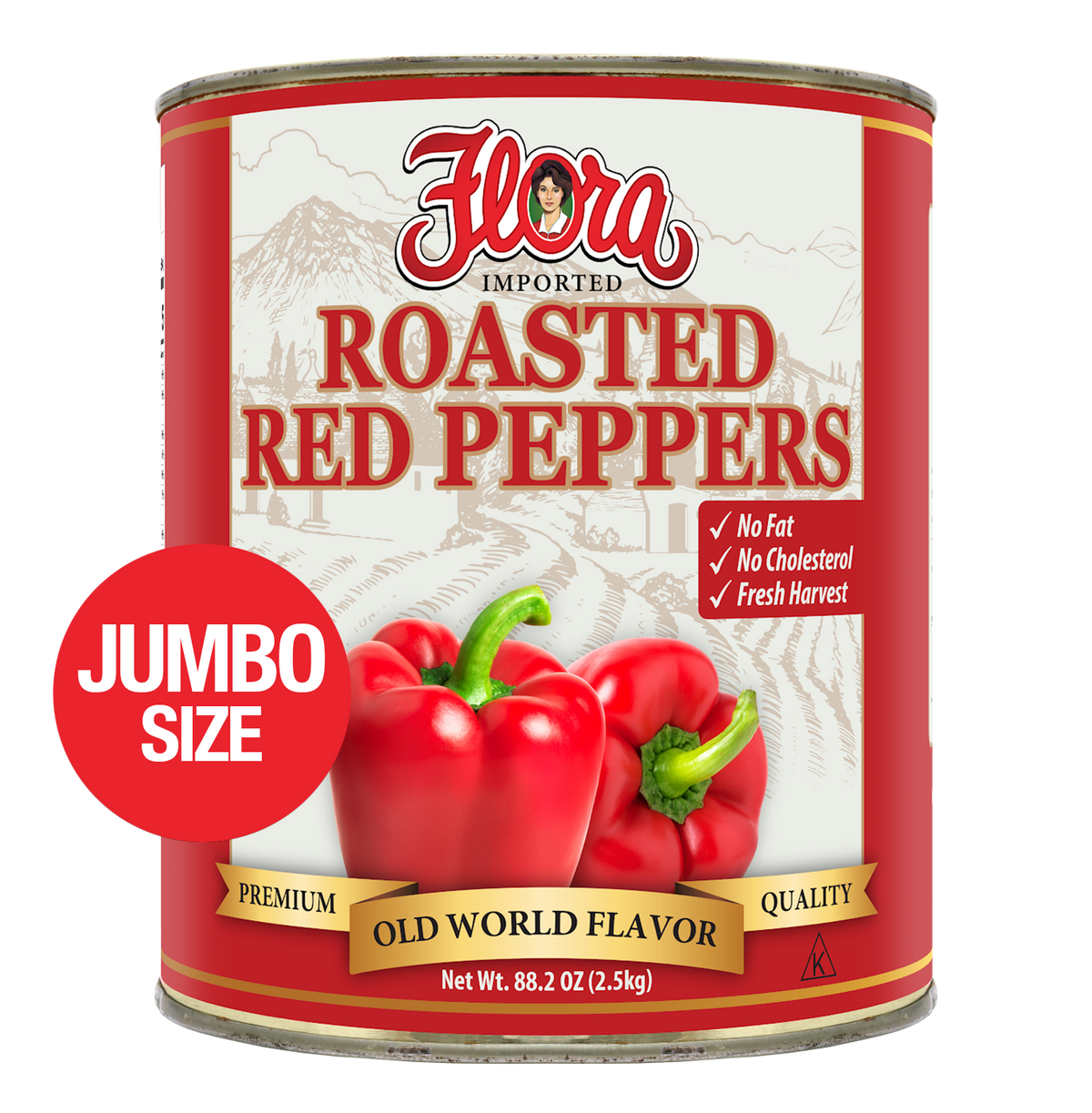 Roasted Red Peppers - Jumbo Size - 88.2 oz
