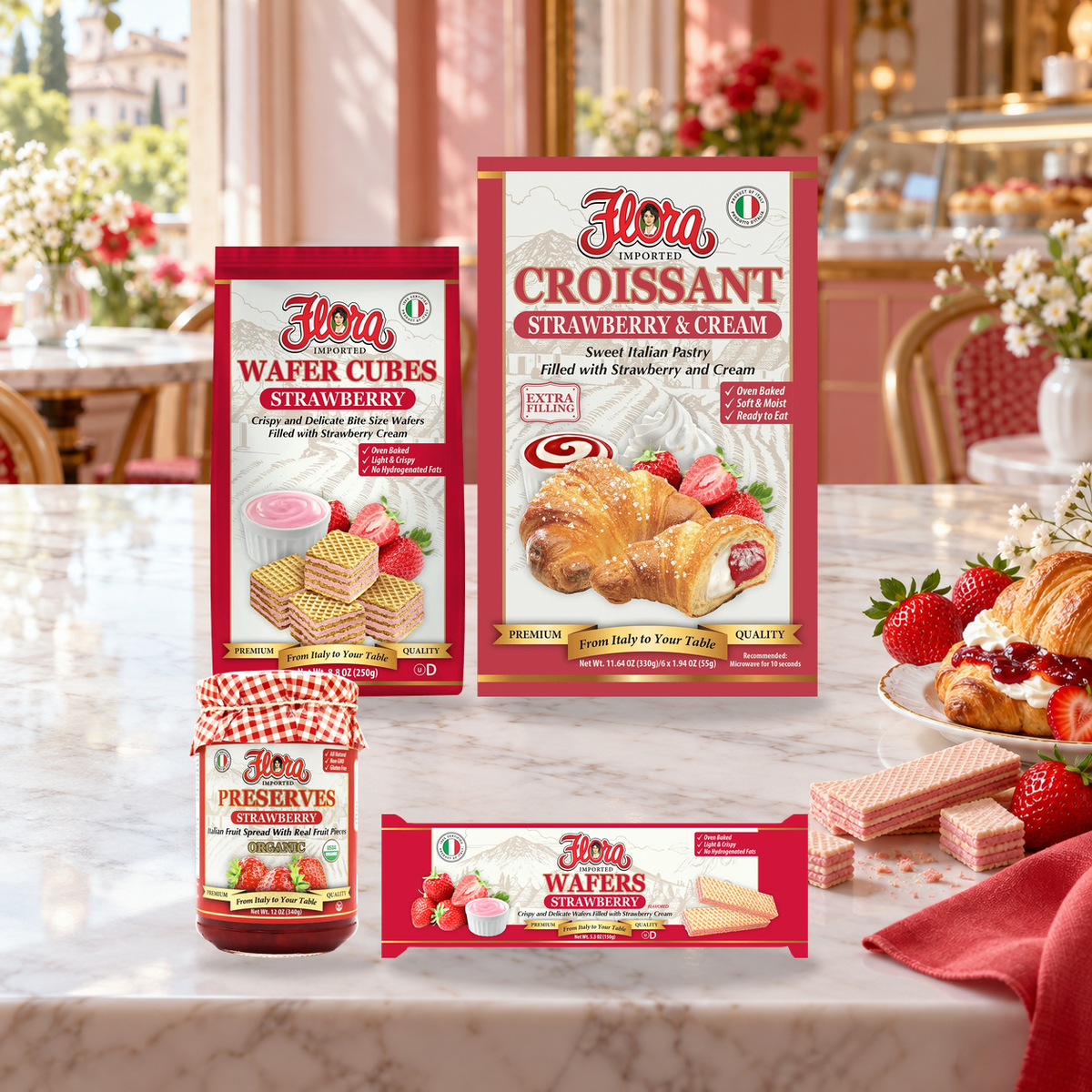 Strawberry & Cream Treats Collection — included Flora products