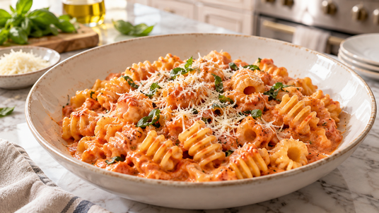 Prepared Vodka Radiatori Night recipe serving suggestion