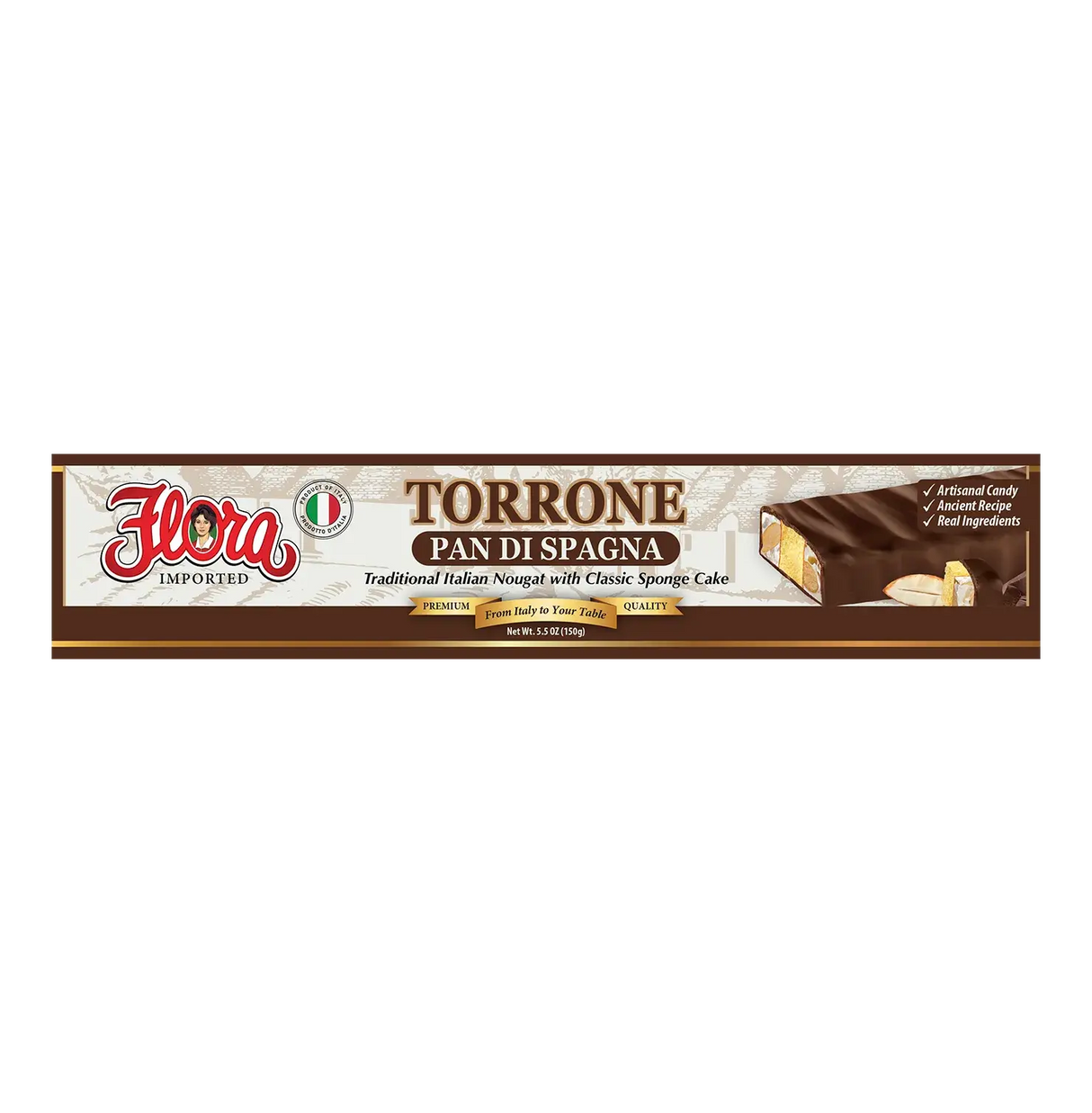 Torrone Pan di Spagna ‚Äì Italian Nougat with Sponge Cake (5.3oz) image 0