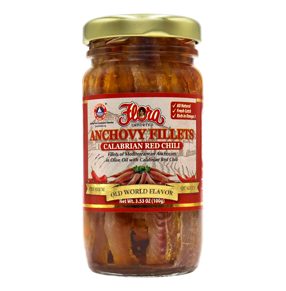 Mediterranean Anchovy Fillets in Olive Oil with Calabrian Red Chili - 3.5oz image 0