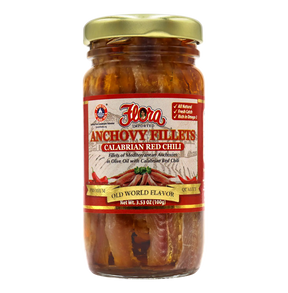 Mediterranean Anchovy Fillets in Olive Oil with Calabrian Red Chili - 3.5oz image 0