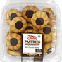 Flora Foods chocolate drops on butter cookies in a 16 oz package, showing crispy cookies with chocolate drops.