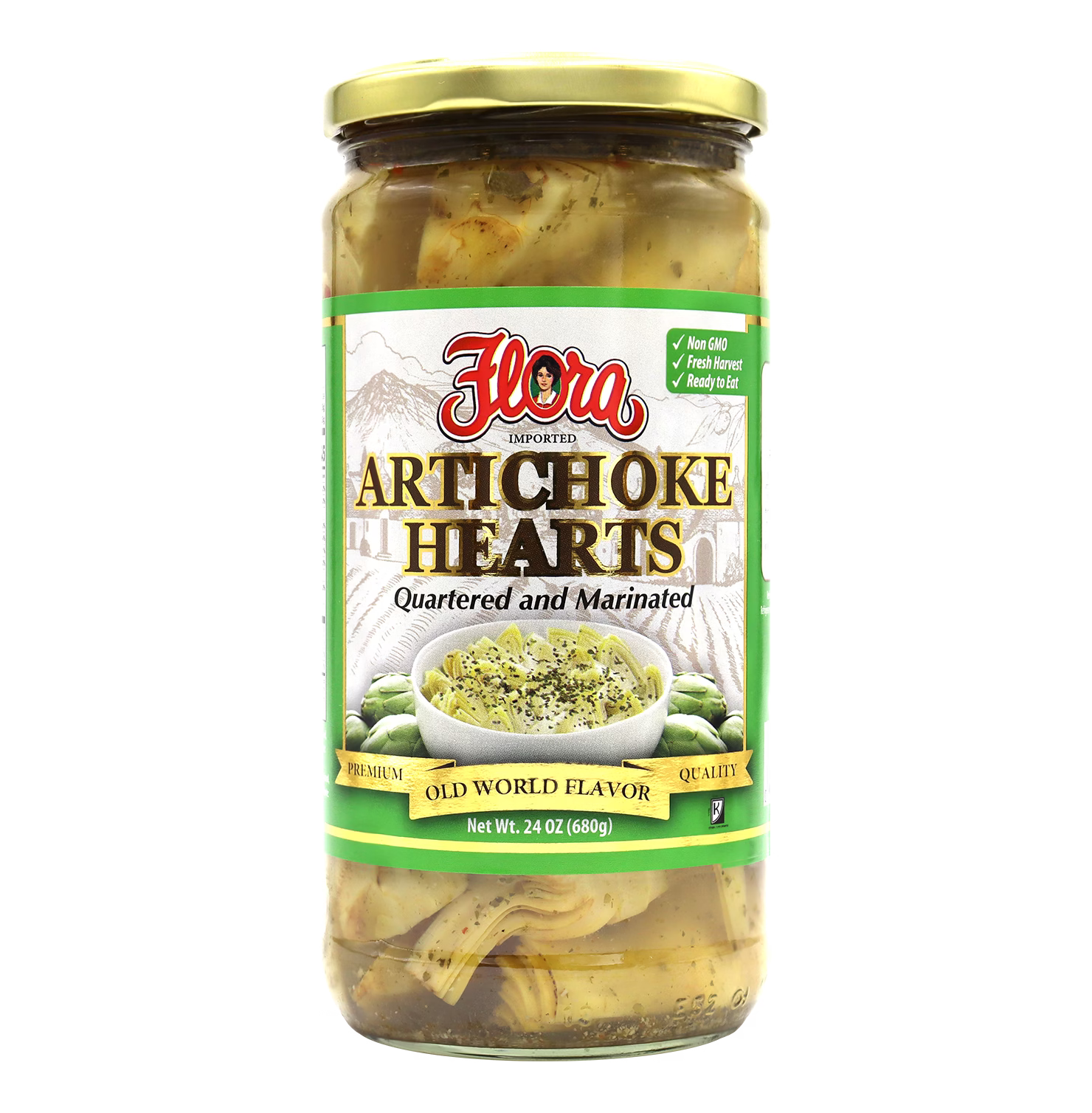 Artichokes Hearts Quartered & Marinated - 24oz – Flora Foods