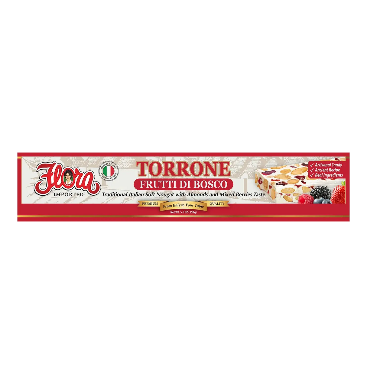 Torrone Frutti di Bosco ‚Äì Italian Soft Nougat with Almonds & Mixed Berries (5.3oz) image 0