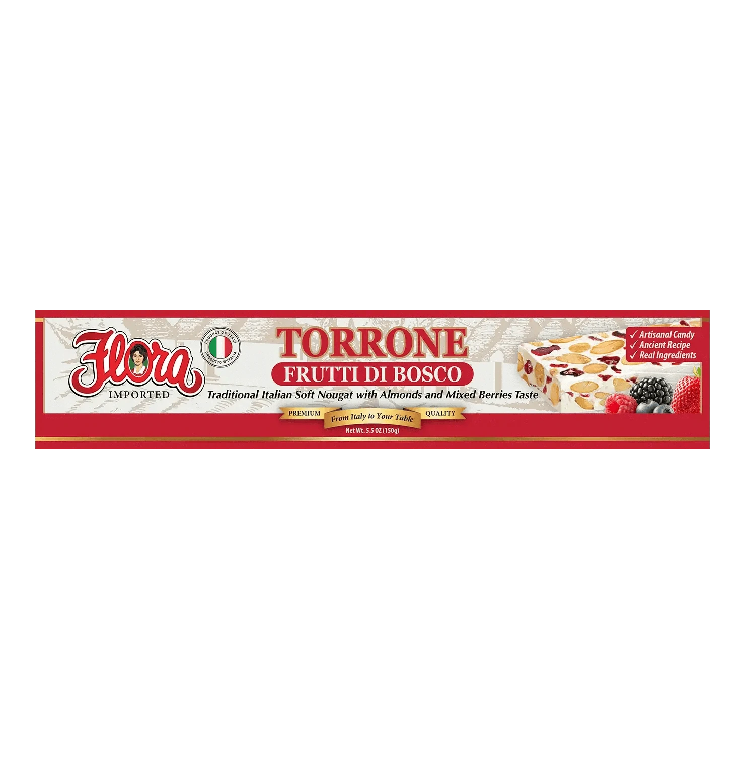 Torrone Frutti di Bosco - Italian Soft Nougat with Almonds & Mixed