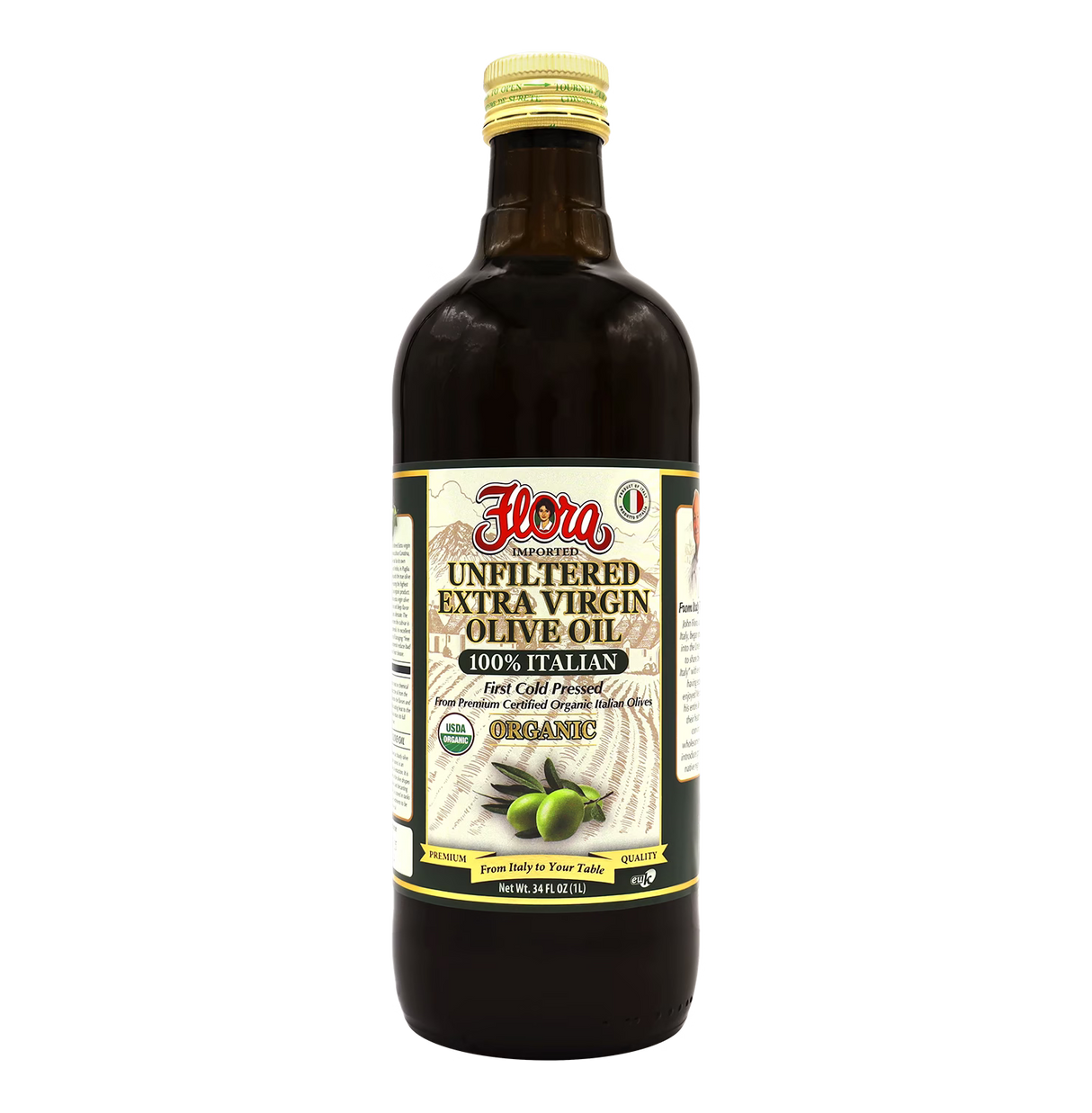 Unfiltered Extra Virgin Italian Organic Olive Oil - 1L image 0