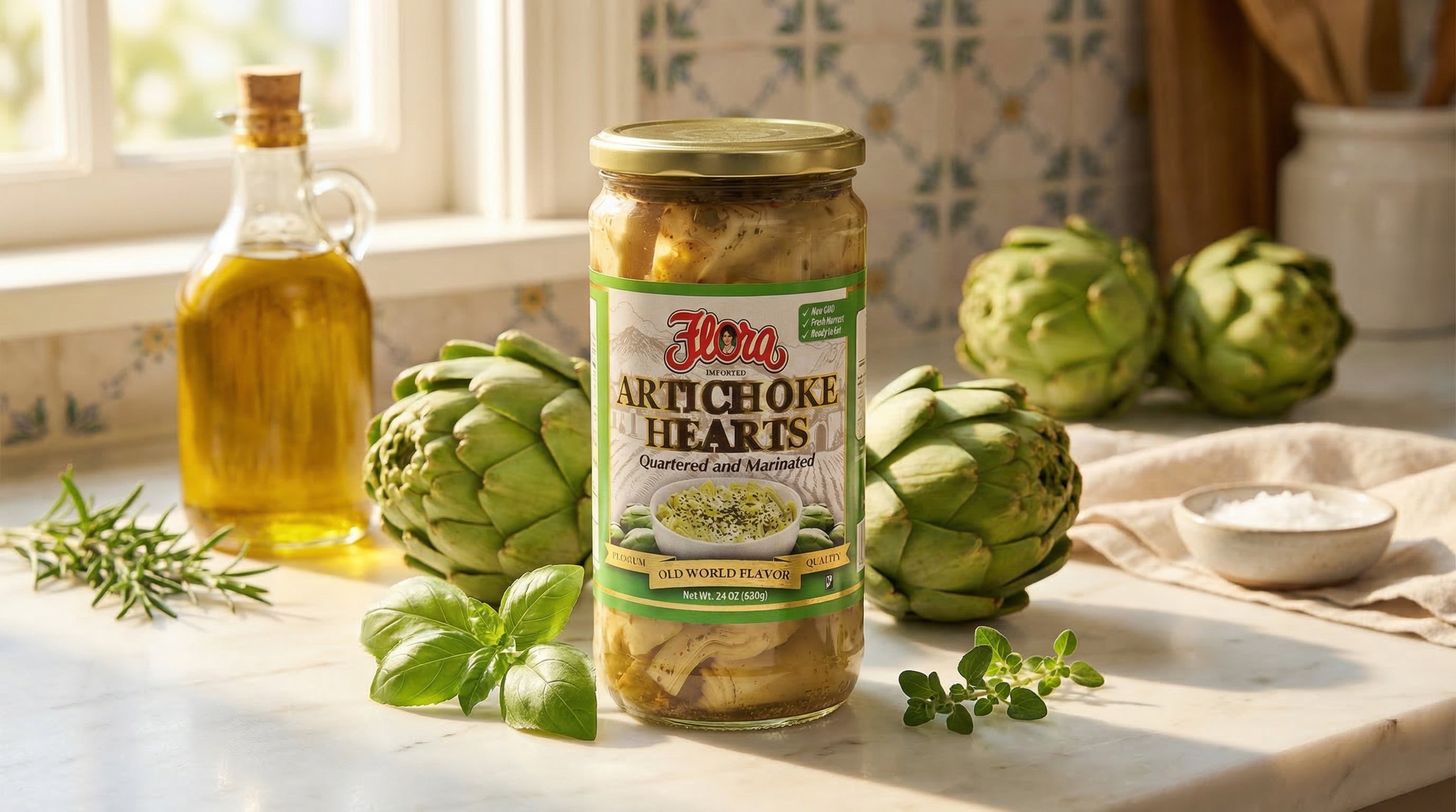 Artichokes Hearts Quartered & Marinated - 24oz – Flora Foods