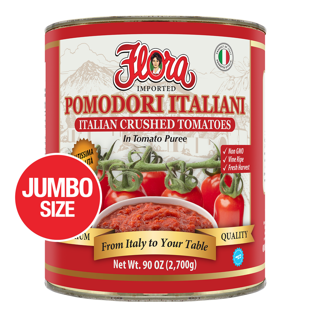 Italian Crushed Tomatoes in Tomato Puree - Jumbo Size - 90 oz