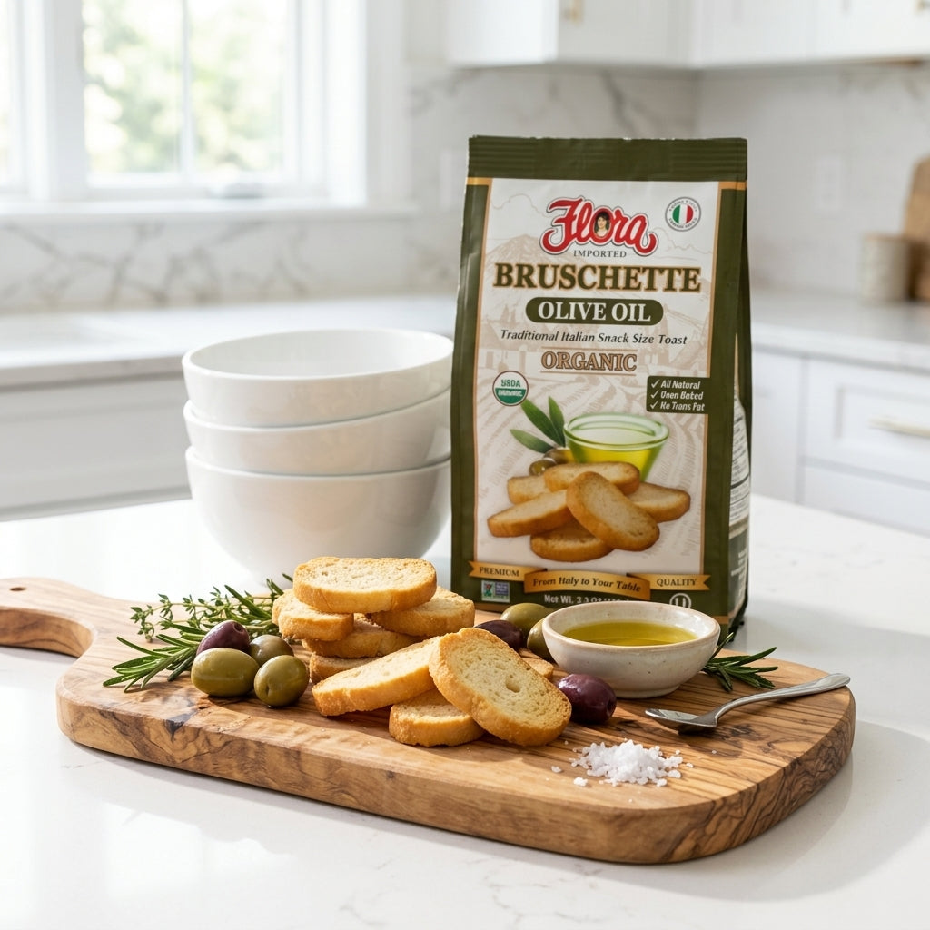 Organic Bruschette Mini Toasts - Olive Oil – Flora Foods
