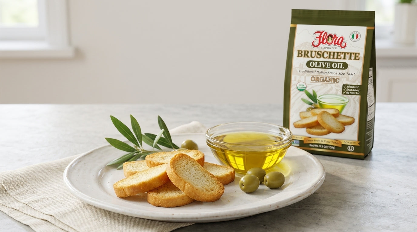 Organic Bruschette Mini Toasts - Olive Oil – Flora Foods