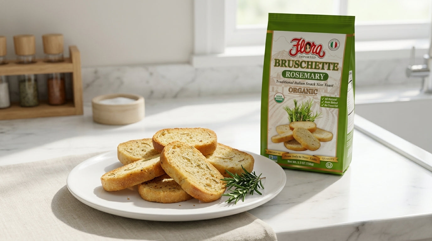 Organic Bruschette Mini Toasts - Rosemary – Flora Foods