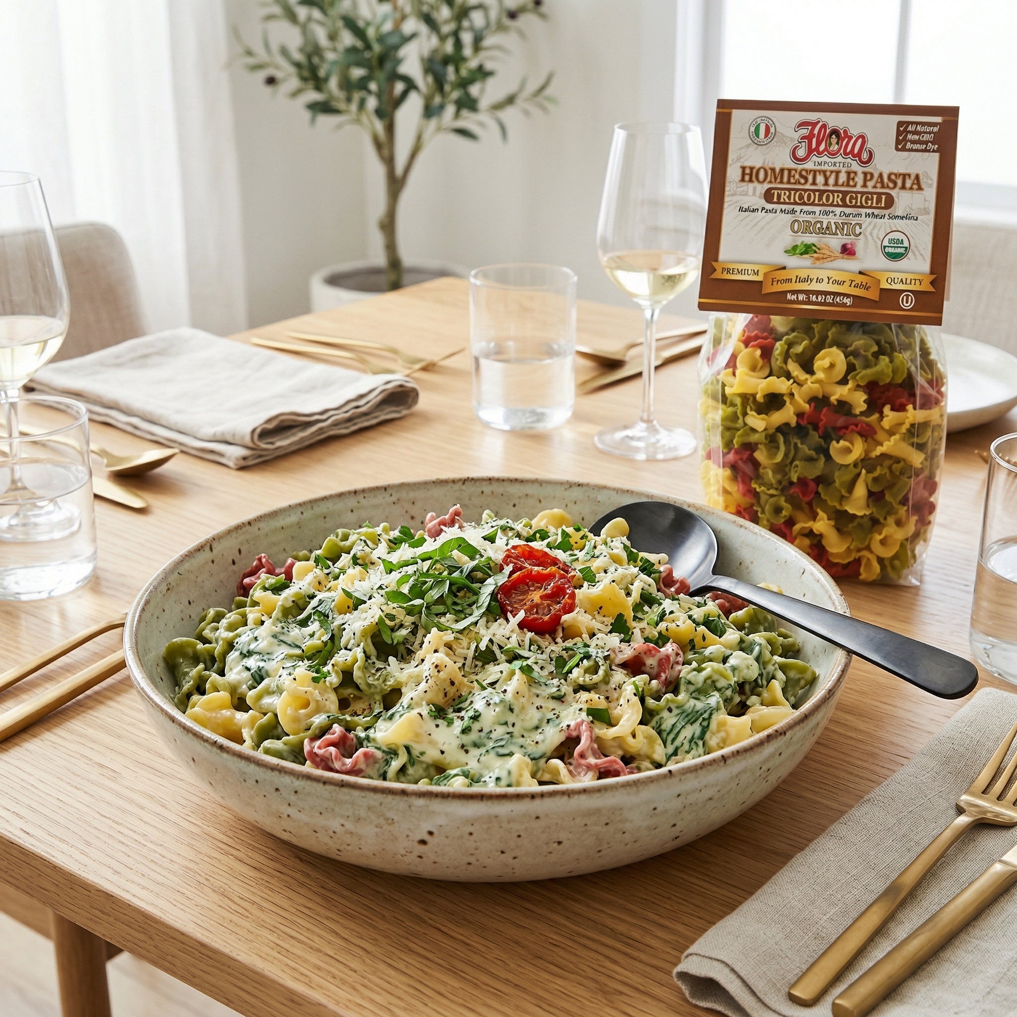 Organic Homestyle Tricolor Gigli – Flora Foods