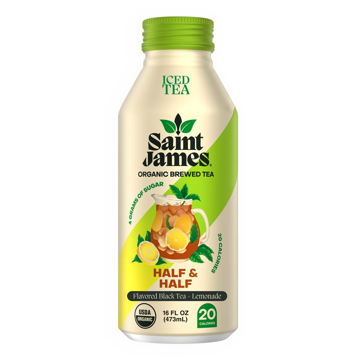 Saint James Organic Brewed Tea - Half & Half Black Tea Lemonade - 16 Fl Oz