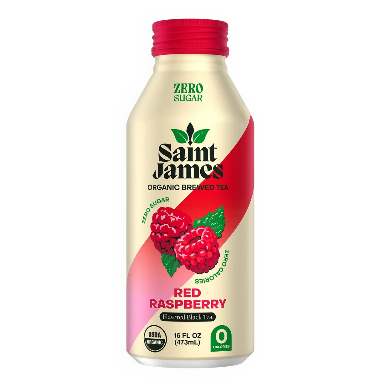 Saint James Organic Brewed Tea - Red Raspberry Black Tea - 16 Fl Oz