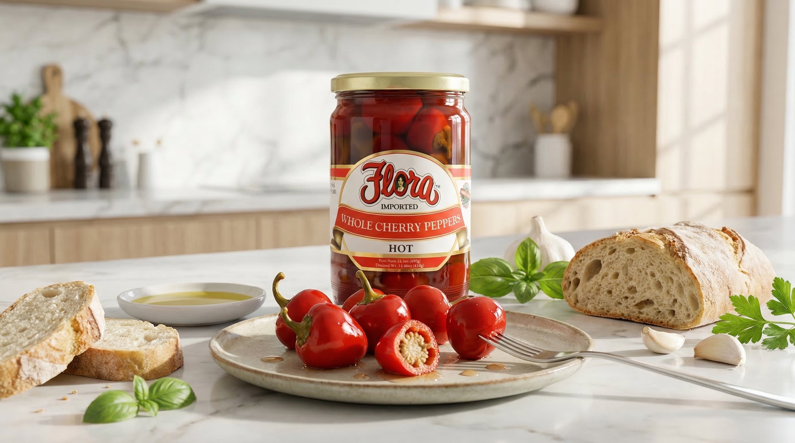 Whole Hot Red Cherry Peppers – Flora Foods