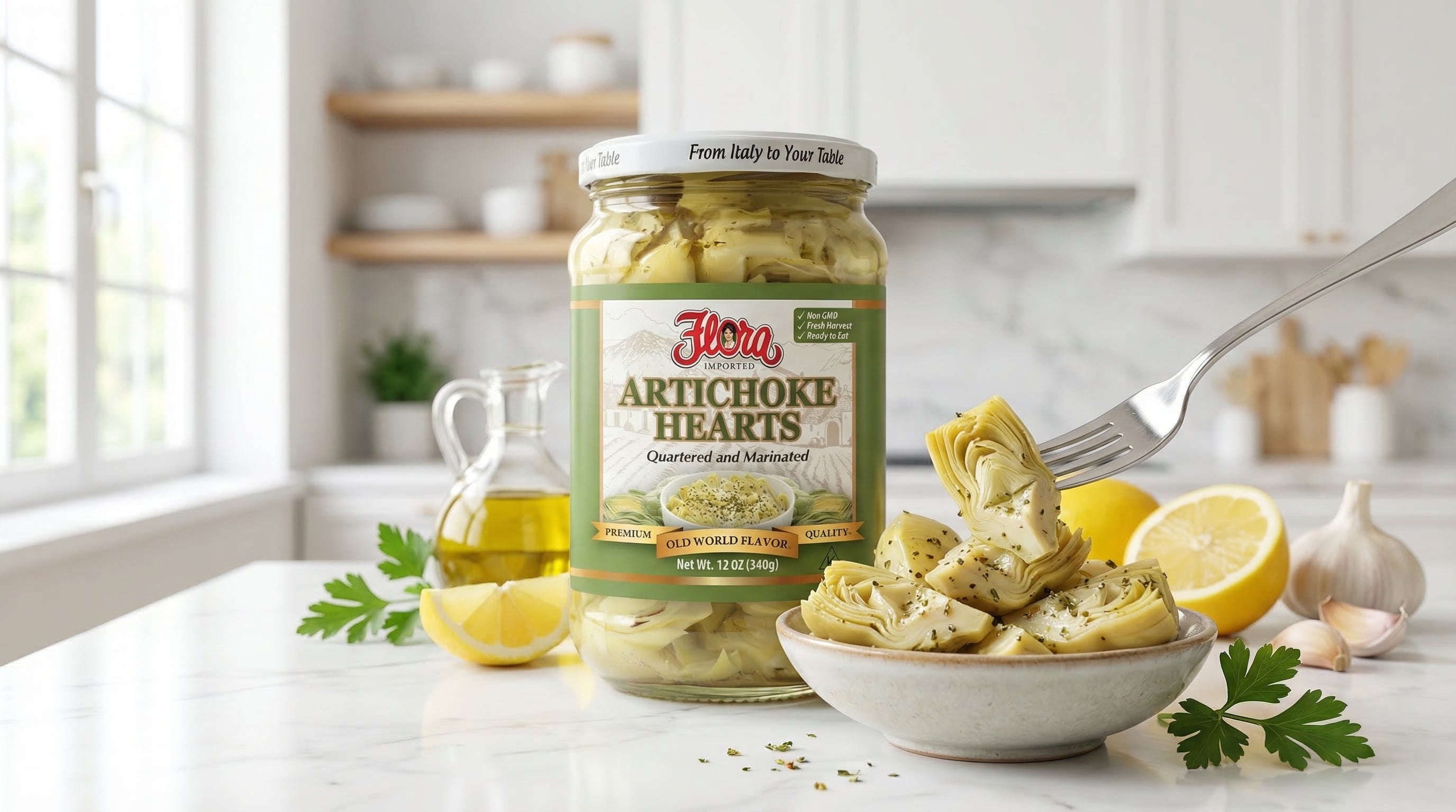 Artichoke Hearts Quartered Marinated - 12oz – Flora Foods