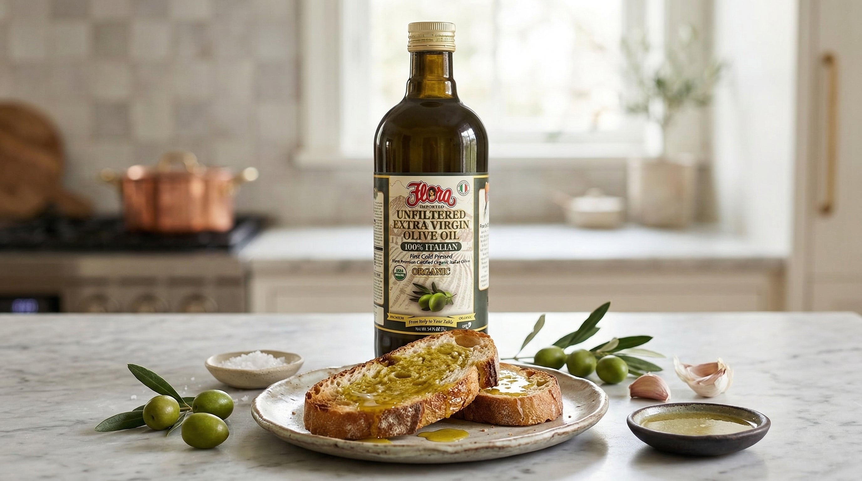 Unfiltered Extra Virgin Italian Organic Olive Oil - 1L – Flora Foods