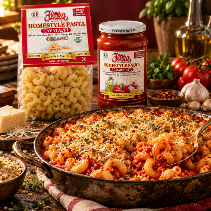 Spirals with a Spicy Side — Arrabbiata Cavatappi Crunch Bake Bundle