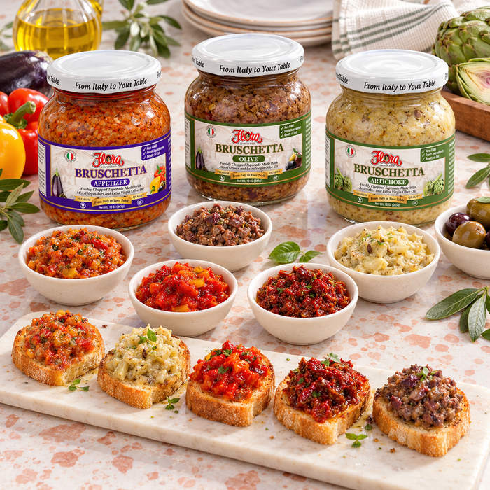 Bruschetta Five-Flavor Tasting Bar — serving detail three