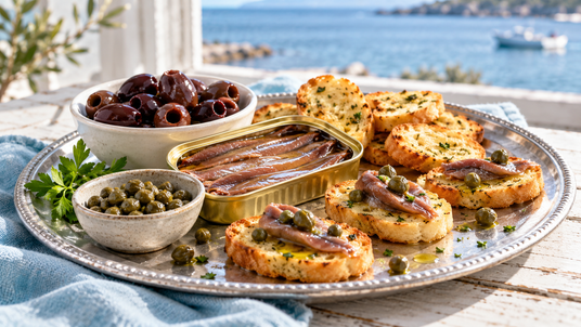 Coastal Anchovy & Toast Aperitivo Kit — serving suggestion
