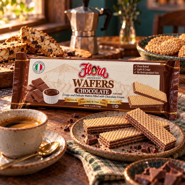 Coffee Break Italiano Selection — original Flora products in a natural serving scene