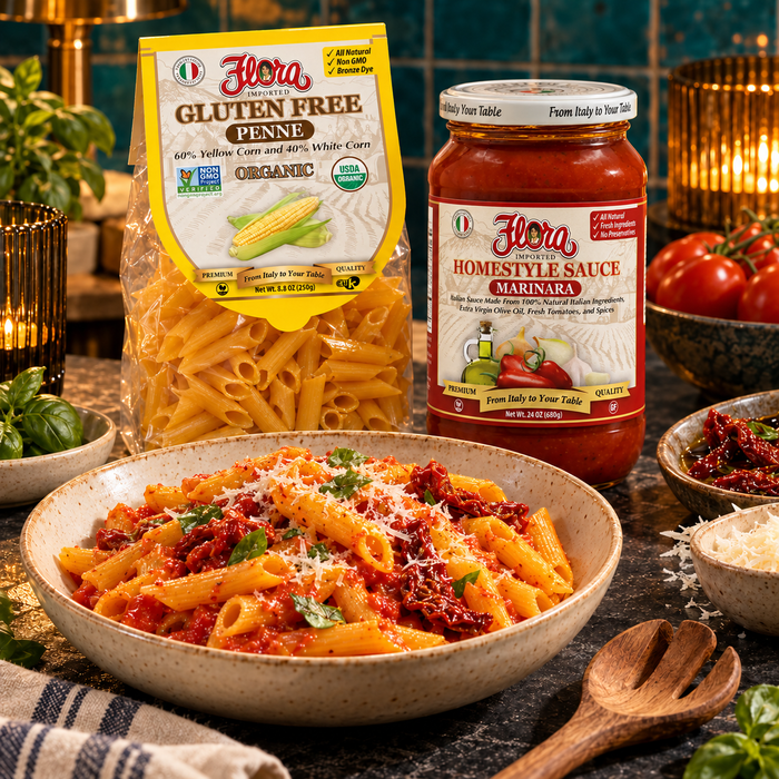 Corn Penne Rosso Italian Dinner Collection — Corn Pasta, Classic Shape