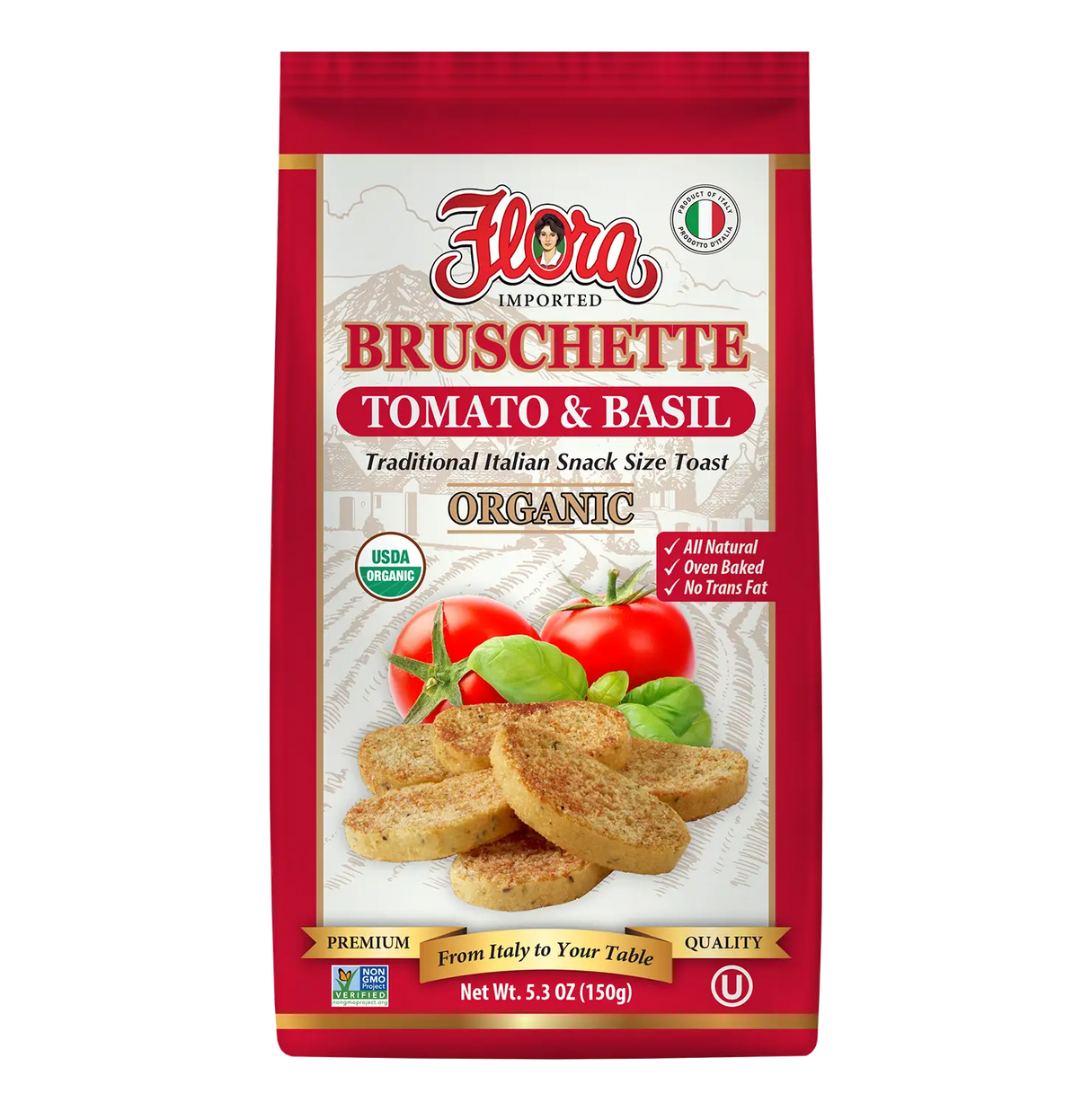 Organic Bruschette Mini Toasts - Tomato and Basil image 0