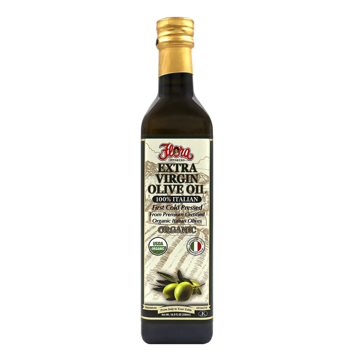 100% Italian Organic Extra Virgin Olive Oil - 16.9oz – Flora Foods 100% Italian Organic Extra Virgin Olive Oil - 16.9oz – Flora Foods