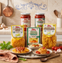 Gluten-free Italian pasta kit by Flora Foods with various pasta shapes and ingredients for homemade Italian dishes.