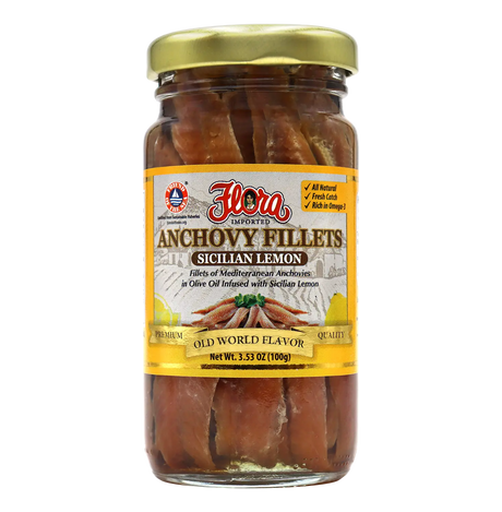 Mediterranean Anchovy Fillets in Olive Oil Infused with Sicilian Lemon - 3.5oz image 0