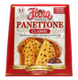 Classic Flora Foods Panettone with golden raisins and candied fruit in a festive paper wrapper.