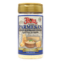 Grated Parmesan, Asiago, and Romano cheese blend from Flora Foods, aged over 10 months in an 8 oz package.