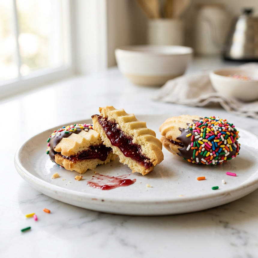 Baris Raspberry Dipped Raspberry Filled Italian Style Sandwich Cookies - Chocolate Dipped ...