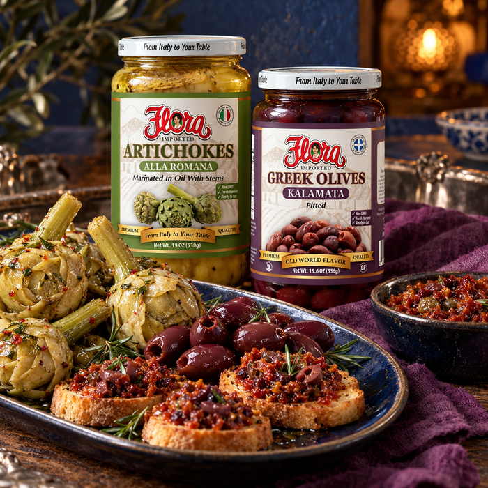 Kalamata Taverna Toast & Antipasto Box — serving detail one