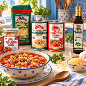 Little Stars Italian Soup Starter Set — included Flora products and serving suggestion
