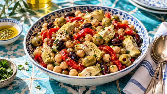 Mediterranean Chickpea Antipasto Bowl Set — finished recipe serving suggestion